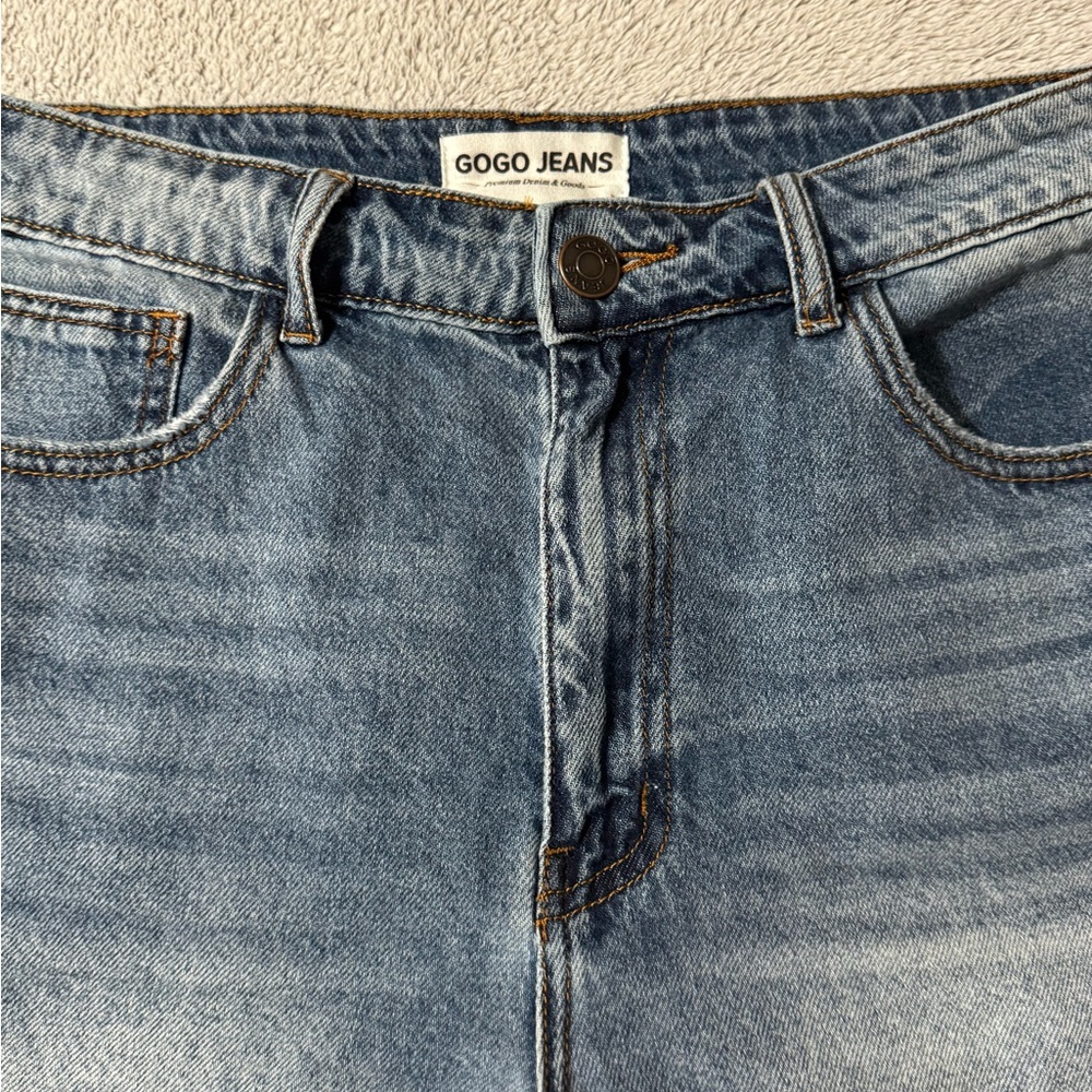 GOGO High Waist Blue Denim Shorts - Picture 2 of 9